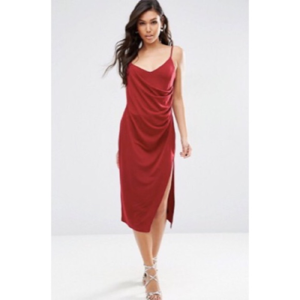 ASOS Crepe Wrap Midi Slip Dress